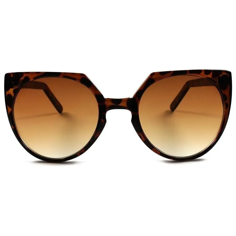 Stylish Vintage Retro Womens Oversized Tortoise Hot Round Cat Eye Sunglasses F98